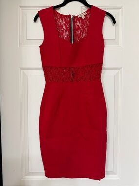Charlotte Russe Red Lace-Waist Mini Dress
